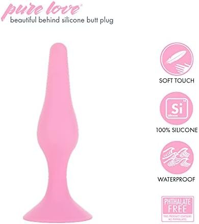 Pure Love Silicone Anal Butt Plug 4.5'', Adult Sex Toy, Classic Sex Toy, Pink - Image 2