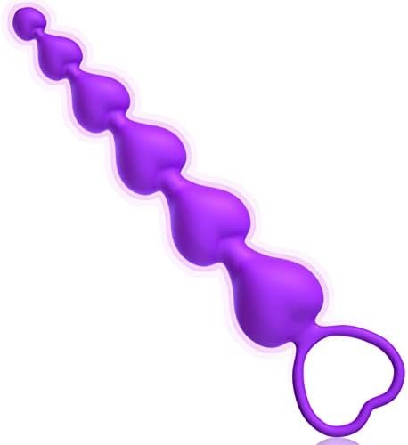 Anal Beads, Cute Silicone Flexible Anal Chain Butt Plug With 6 Gradual Balls And Pull Loop Prostate Massager G-Spot Stimulator Tjijp Anal Training Sex Toy For Beginner 7.28 Inch, Black