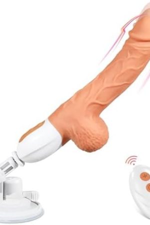 Sex Machine Thrusting Realistic Dildo For Women With 10 Vibrating & Thrusting Modes For G Spot Clitoral Anal Stimulation, Remote Control Silicone Vibrator, Adult Sex Toy (Flesh)