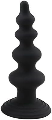 Anal Beads Butt Plug,Soft Screw Design Butt Plug With Graduated Beads G-Spot Stimulator Prostate Massager With Hands Free Suction Cup Adult Sex Toy Butt Plug Dildos For Man Woman Couples (Black)