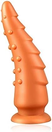 Liquid Silicone Sex Toys Anal Plug For Male And Female Masturbation Anal Expander With Powerful Suction Cup Strong Suction, Grain Layered Design On Both Sides Experience Double Pleasure (L)