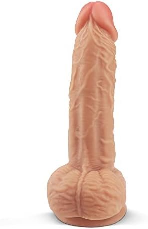 Realistic Dildo For Beginner, Adorime Lifelike Penis Adult Sex Toy With Strong Suction Cup For Hands-Free Play, Flexible Cock With Curved Shaft And Balls For Vaginal G-Spot And Anal Prostate Orgasm 7"