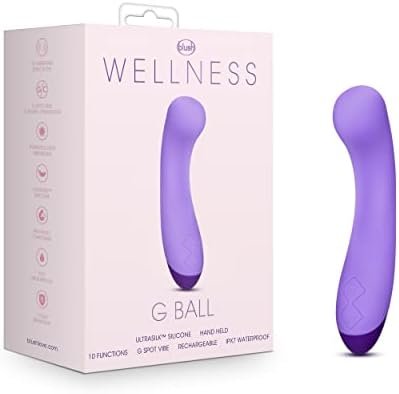 Blush Wellness G Ball Vibrator - Rechargeable 7" G Spot Stimulating Massage Wand - 10 Unique Vibrating Functions - Ultrasilk Smooth Puria Silicone - Ipx7 Waterproof 1 Yr Warranty - Purple