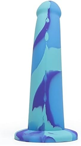 Lovehoney Air And Water Curved Dildo - 7 Inch Suction Cup Dildo For Women - Multicoloured Silicone Dildo - Harness Compatible Strap On Dildo - Adult Sex Toy - Waterproof - Blue