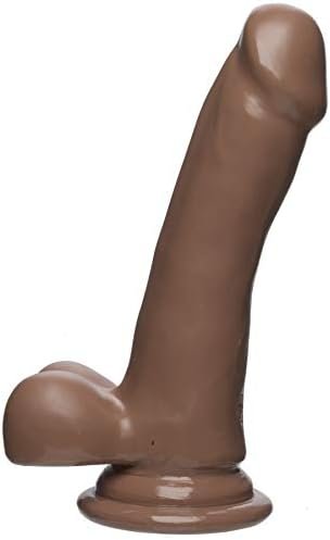 Doc Johnson The D - Slim D - 6 Inch With Balls - Firmskyn - 6.5" Long And 1.5" Wide - Strong Suction Cup Base - O-Ring Harness Compatible Dildo, Chocolate