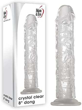 Adam & Eve Crystal Clear Dong, 8 Long | Realistic, Waterproof Dildo Made From High Transparency Tpe | 6 Insertable, 1.6 Wide | Compatible With Strap On Harness And Water Based Lubes