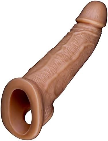 Silicone Penis Sleeve Extender Cock Ring With Anti-Slip Double Hole Design Delay Ejaculation Sex Toys With Vivid Glans And Veins For Men