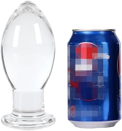Epichao Huge Head Glass Butt Plug, Clear, Extra Large (Short Large)
