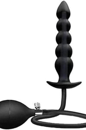 Xofoco Anal Beads Inflatable Anal Plug Silicone Big Butt Plug, Black, M