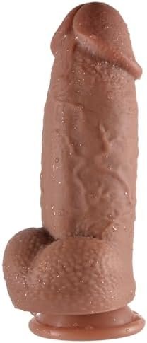 Xxl Realistic Dildo With Suction Cup, Huge Thick Monster Silicone Dildo, Dual Density Anal Dildo Plugs, Large Size Adult Sex Toy For Experienced Men Woman, 9.5 Inch Brown