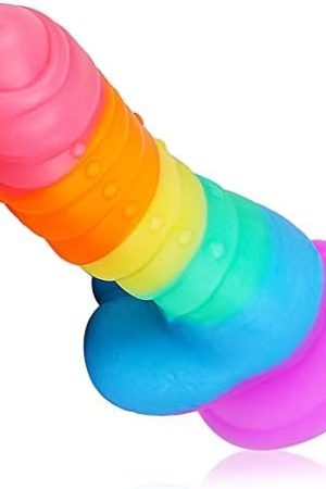 Realistic Dildo Rainbow Color Penis With Suction Cup Liquid Silicone Prostate Massage G-Spot Vaginal Stimulator Anal Sex Toy For Male Female Masturbation Romi