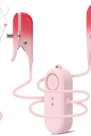 Wearable Nipple Clamp Vibrator For Women - 2 In 1 Nipple Clit Clamps Stimulator Adult Sex Toy With 10 Vibrating Mode, Remote Control Adjustable Clitoral For Female Couple Pink Massager Sex Gift