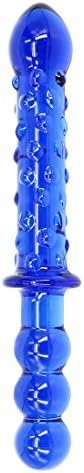 Eastern Delights 9 Inches Double Head Glass Dildo Anal Butt Plug, Blue