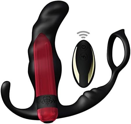 Vibrating Prostate Massager Anal Vibrator With Penis Cock Ring Silicone Sex Toy, 3 In 1 Waterproof 9 Vibaration Modes Powerful Anal Plug Stimulator With Remote Control And Removable Bullet Vibrator