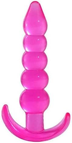 Super Soft Anal Plug Sex Toys Silicone Anal Plug,Anal Beads Silicone Butt Plug With Thin Neck & 5 Gradual Beads & Curved Base Butt Plug G-Spot Stimulation Sex Toy For Women Men Couple(Purple)