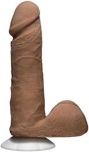 Doc Johnson Noches Latinas - Ultraskyn - Pene Real Con Testiculos - 6 Inch - Dual Density Dildo With Removable Vac-U-Lock Suction Cup - F-Machine And Harness Compatible - Caramel