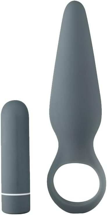 Pure Romance 5Th Base | 9-Function Bullet + Butt Plug Vibrator Combo | Massaging Sex Toy For Invigorating Back Door Play, Prostate Stimulation, And More Grey