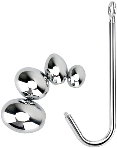 Stainless Steel Anal Ball Hook, Polished Metal Butt Plug Hook With 4 Interchangeable Egg Shape Balls Bdsm Anal Sex Toys