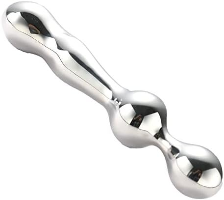 Double End Dildo Stainless Steel G-Spot P-Spot Massage Stimulator Anal Beads Adult Sex Toys, Silver, 23.0 Count - Image 3