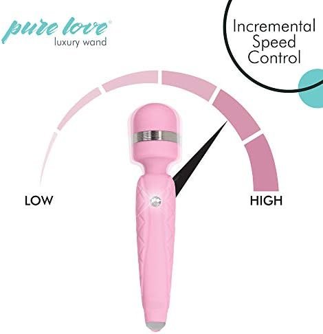 Pure Love Luxurious Wand Massager With Incremental Speed Control, Premium Silicone Material With Swarovski Crystal Button, Quilted Handle, Adult Sex Toy - Image 3