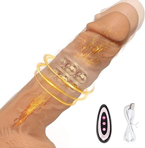Realistic Thrusting Dildo With G-Spot Rotating Beads,Vibrating,Heating&Wireless Remote Control,3 Rotating &Speeds 10 Vibrtion Modes,8.6 Inch Upgrade Vibrating Dildos Anal Sex Toy For Women And Couple