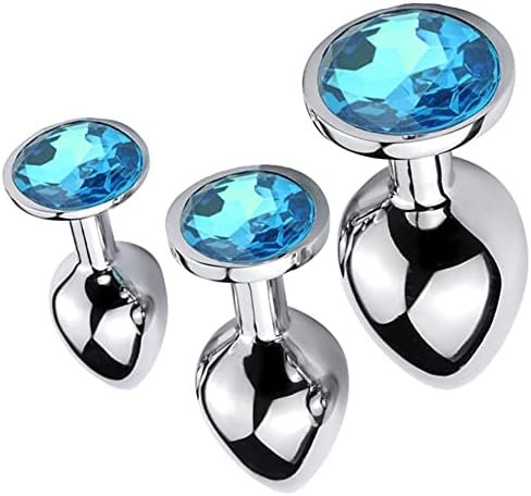 Anal Butt Plugs 3 Pcs Stainless Metal Jewelry Anal Trainer Kits Fetish Kinky Anal Sex Toys For Beginners Advanced Users (Light Purple)
