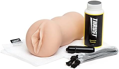 Lovehoney Thrust Pro Mini Real Deal Male Masturbator Kit - 5 Inch Self Lubricating Realistic Vagina With Textured Canal - Includes Bullet Vibrator, Renewer Powder & Bag - Waterproof - 275G