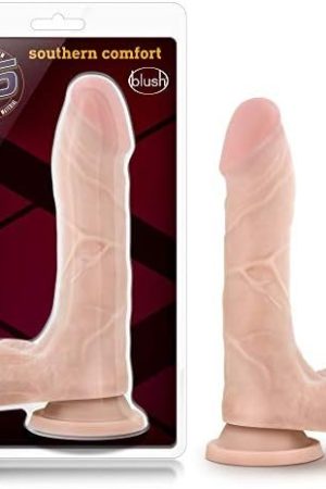 Blush X5 - Southern Comfort - Medium 8 1/2 Inch Sculpted Fragrance Free Advanced Soft And Comfortable Realistic Feel Dildo - Suction Cup Harness Compatible - Sex Toy For Women Men Couples - Beige