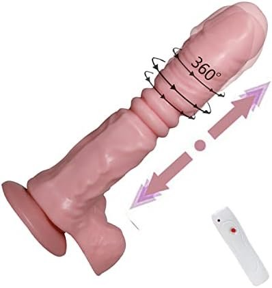360 Swing Thrusting Dildo Body-Safe Material Lifelike Huge Penis With Strong Suction Cup For Hands-Free Play๏ผFlexible Cock With Curved Shaft And Balls For Vaginal G-Spot And Anal Play Skin Color