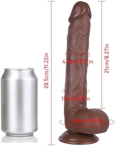 Realistic Long Dildos Feels Like Skin - 11.2 Inch Soft Huge Dildo With Suction Cup For Hands-Free Play - Lifelike Big Penis Adult Sex Toy With Ball For Male Or Female (Brown) - Image 2