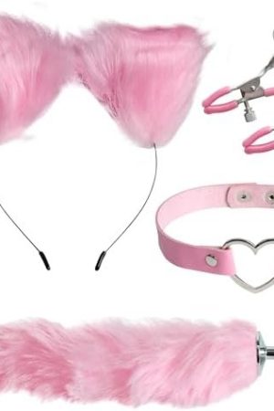 Anal Cat Tail Set,All Dayy Stainless Steel But Plug Sexy Adult Toys For Ease Of Anal Play -Anal Dildo Cosplay Furry Ears And Nipple Clamps Anal Plugs For Men Women And Couples Sex Toys & Beginner