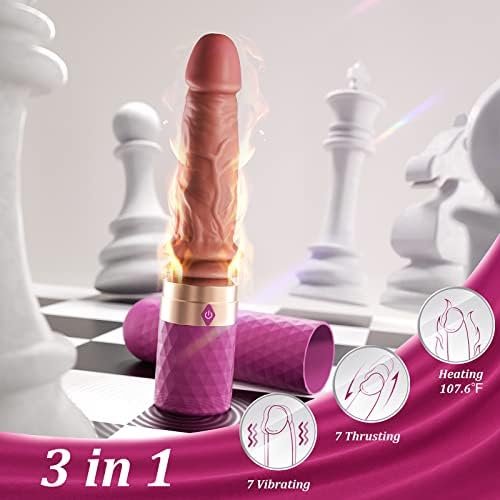 Thrusting Dildo Vibrator Sex Toy - Realistic Vibrating Dildo Women Sex Toys G Spot Dildo Heating Vibrators With 7 Thrusting & 7 Vibrating, Anal Dildo Sex Machine Adult Sex Toy For Womens Couples Red - Image 2