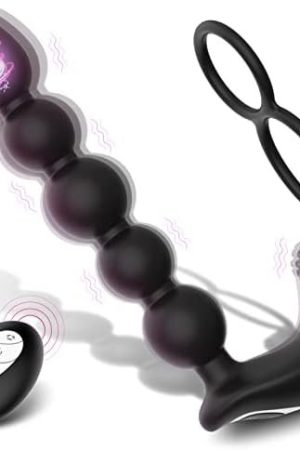 Vibrating Anal Beads Butt Plug - Rechargeable 3In1 Anal Vibrator With 10 Powerful Vibration & 2 Cock Ring Waterproof Prostate Stimulator Sex Toys For Men Women And Couples | Remote Control