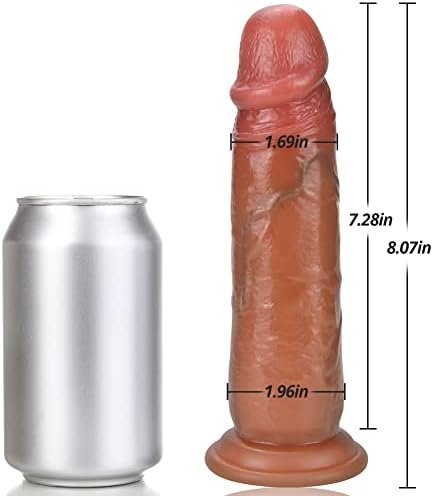 Realistic Dildo Sex Toy With Moving Foreskin Liquid Silicone Anal Dildo With Strong Suction Cup 8 Inch Flexible Lifelike Penis Adult Toys For Women Men Vaginal G-Spot And Anal Play Cock Dildos - Image 2
