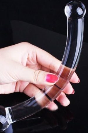 Loveria Crystal Glass Dildo Arched Prostate Massager G Spot Stimulator G-Spot Stimulation Sex Toy For Women With Free Wrist Strap