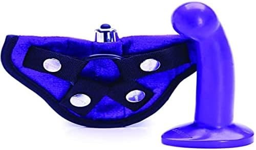 Tantus Sex/Adult Toys Sports Kit Dildo Vibrator- 100% Ultra-Premium Felixble Silicone Includes Adjustable, Machine-Washable Velvet Harness & O-Ring For G-Spot & P-Spot Stimulation - Midnight Purple