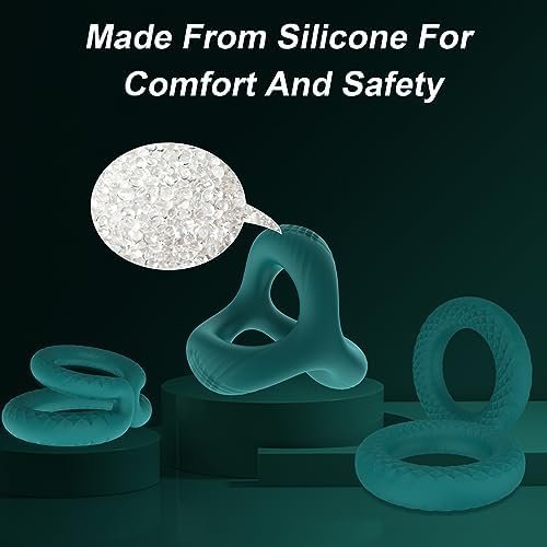 Ssunnii Penis Ring 4 Pack Silicone Cock Ring With Different Sizes For Men Longer Lasting Erection, Thick Erection Ring Stretchy Stamina Cock Rings For Couples Sexual Enhancing Male Harder Erections - Image 3