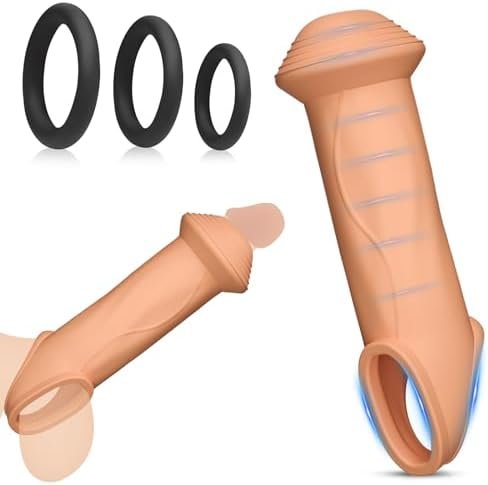 Reusable Cock Rings 4 Pcs Set, Penis Enlarge Sleeves, Delay Ejaculation Stronger Erection Enhancement Sex Toys, Long Lasting Stronger Strechy Penis Ring (Black)