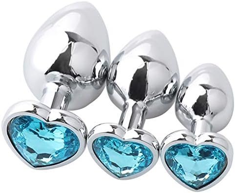 Anal Butt Plug Trainer Kit 3 Pcs Anal Dilator With Different Sizes Adult Anal Sex Toys With Heart Shaped Jewelry Base For Men Women Masturbating (Black)