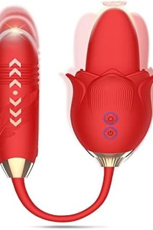 Rose Sex Toy With Longer Tongue, Rose Vibrator With 10 Licking & Thrusting, Rose Sex Stimulator For Women, Thrusting G Spot Vibrator, Separable Rose Clitorial Dildo, Adult Women Sex Toys For Female