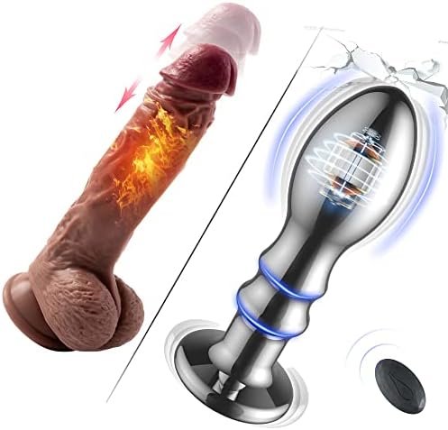 Realistic Thrusting Dildo Vibrator And Vibrating Butt Plug Metal Anal Vibrator With 10 Vibration Modes For Prostate Massager