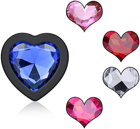 3Pcs Heart Shaped Anal Butt Plug Set With 5 Replacement Diamond Silicone Anal Trainer Butt Toys Large/Medium/Small Anal Training Kits Sex Toys For Women Men Couples Lover Personal Massager Anal Plugs - Image 2