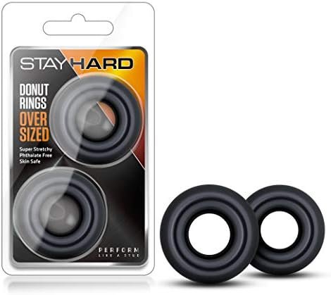 Blush Stay Hard Donut Cock Rings - Soft, Super Stretchy - Increase Stamina - Longer, Harder, Bigger Erections - Add Girth - Performance, Pleasure Enhancing For Ed Sex Toy For Men, Couples - Black