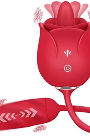 Rose Toy Vibrator For Women,3 In 1 Sex Stimulator,Clitoral Tongue Licking Thrusting G-Spot Dildo Vibrators With 9 Modes,Anal Clit Nipple Licker Masturbator For Woman,Adult Couples Sex Toys Games