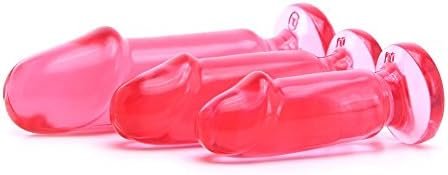 Doc Johnson Crystal Jellies - Anal Initiation Kit - Small-Medium-Large - Slim Tip For Easy Insertion - Flared Suction Cup Base - Pink - Image 3