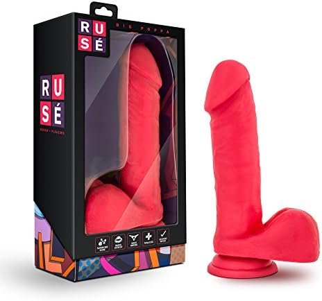 Blush Ruse - Big Poppa - 8" Long Realistic 2" Thick - Soft Purioโข Liquid Silicone Dildo - Satin Smooth Ultrasilk - Strong Suction Cup Base - Cerise