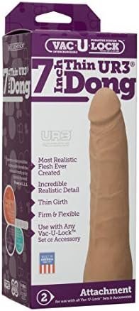 Doc Johnson Vac-U-Lock - 7 Inch Thin Dong - Ultraskyn - F-Machine And Harness Compatible Dildo - Caramel - Image 2