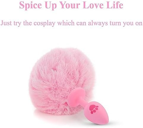 Anal Plug Rabbit Bunny Tail, Pink Fluffy Tail Butt Plug Silicone Anal Sex Toy Cute Sexy Cosplay Erotic Role Play Anus Toy For Adults Men Women Couples - Image 2
