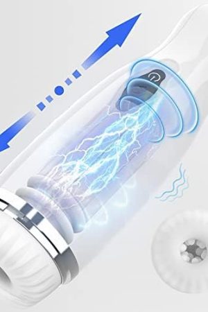 Automatic Male Masturbator With One-Click Burst, 5 Thrusting & Vibration Modes Acvioo Pocket Pussy Strokers Realistic Ultra-Soft Textured Sleeves For Blowjob Adult Sex Toys For Men(White)