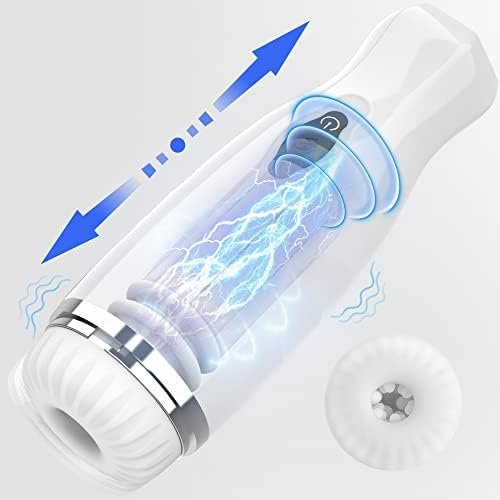 Automatic Male Masturbator With One-Click Burst, 5 Thrusting & Vibration Modes Acvioo Pocket Pussy Strokers Realistic Ultra-Soft Textured Sleeves For Blowjob Adult Sex Toys For Men(White)